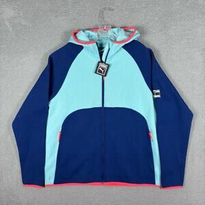 PUMA Dime Jacket Men’s XL Blue Color Block Hoodie Casual Athletic Outerwear